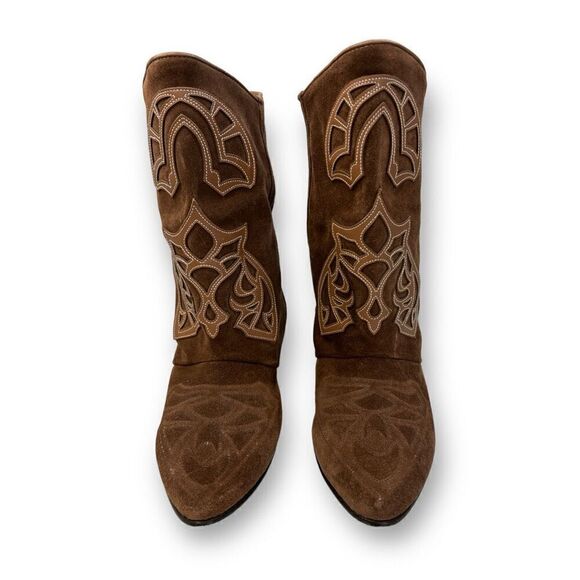 Sundance Leather Suede Appliqué Western Boots Size 39 - Picture 2 of 8